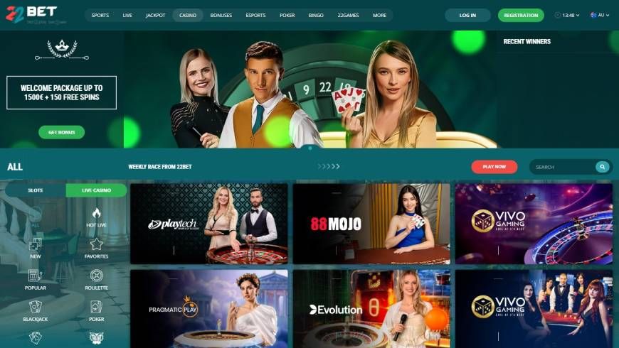 22Bet Casino Home Page