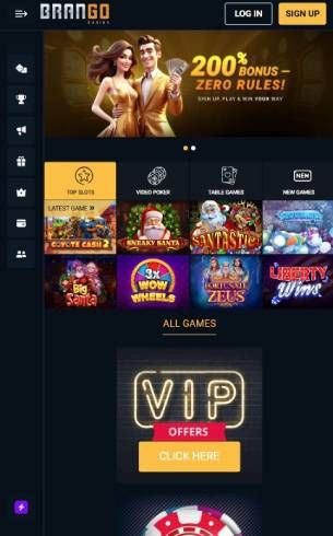 Brango Casino Home Page Mobile