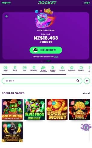 Casino Rocket Home Page Mobile