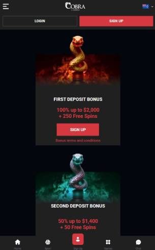 Cobra Casino Bonuses Mobile