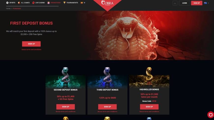 Cobra Casino Bonuses