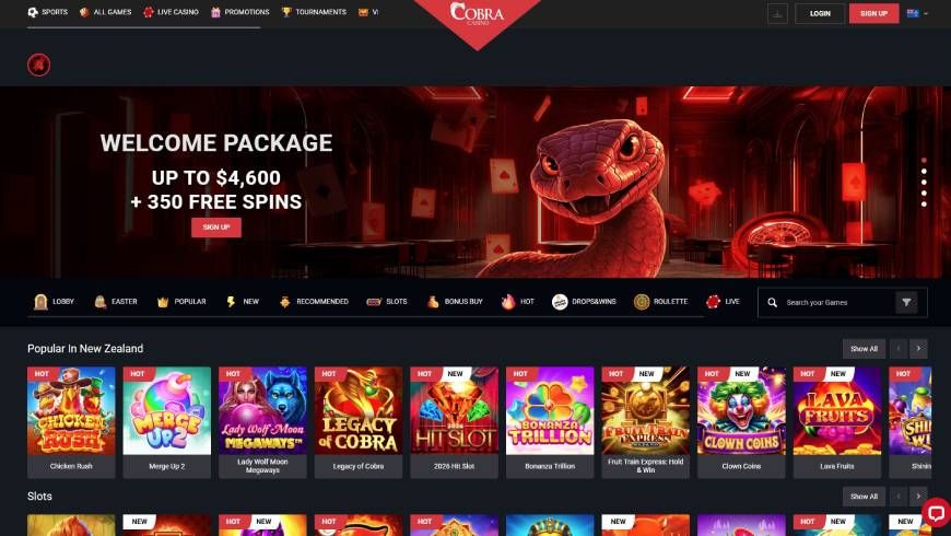 Cobra Casino Home Page