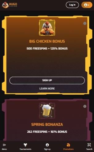 Hugo Casino Bonuses Mobile