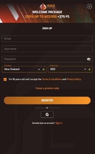 Hugo Casino Register Mobile