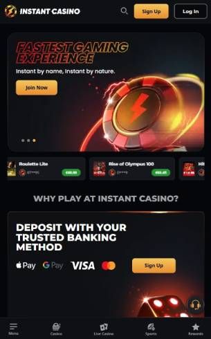 Instant Casino Home Page Mobile