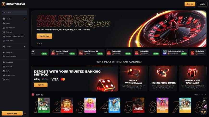Instant Casino Home Page