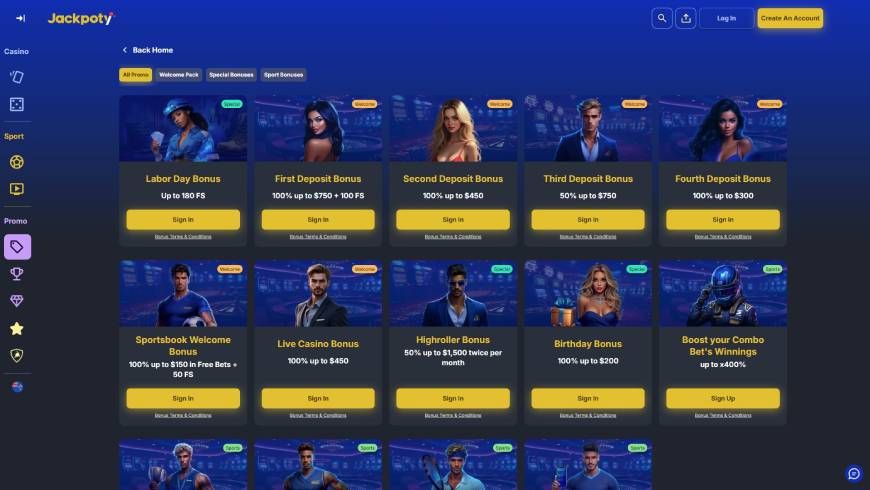 Jackpoty Casino Bonuses