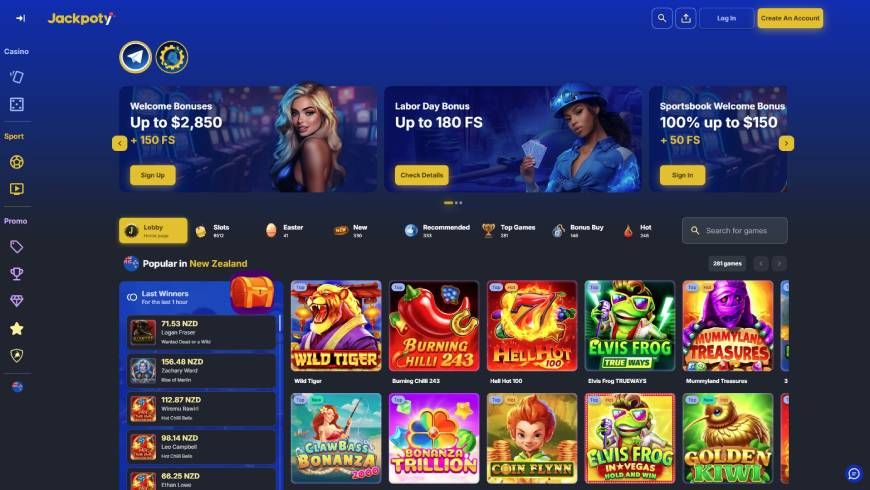 Jackpoty Casino Home Page