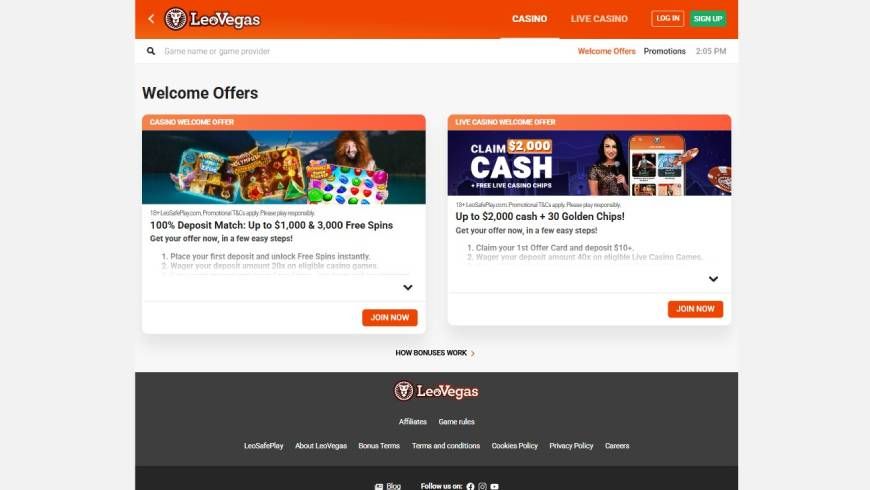 LeoVegas Casino Bonuses