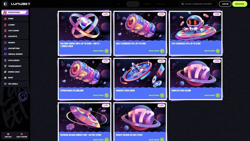 Lunubet Casino Bonuses