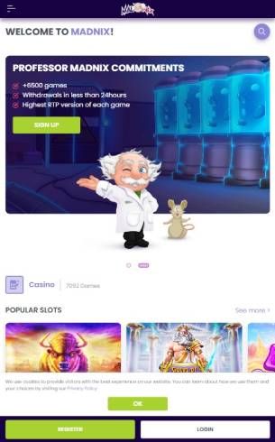 Madnix Casino Home Page Mobile