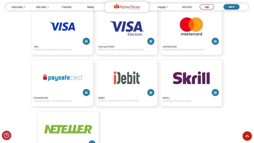Royal Vegas Casino Payments