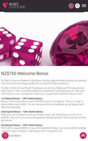 Ruby Fortune Casino Bonuses Mobile