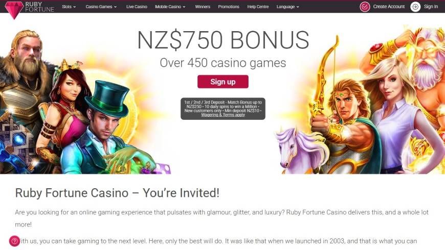 Ruby Fortune Casino Home Page