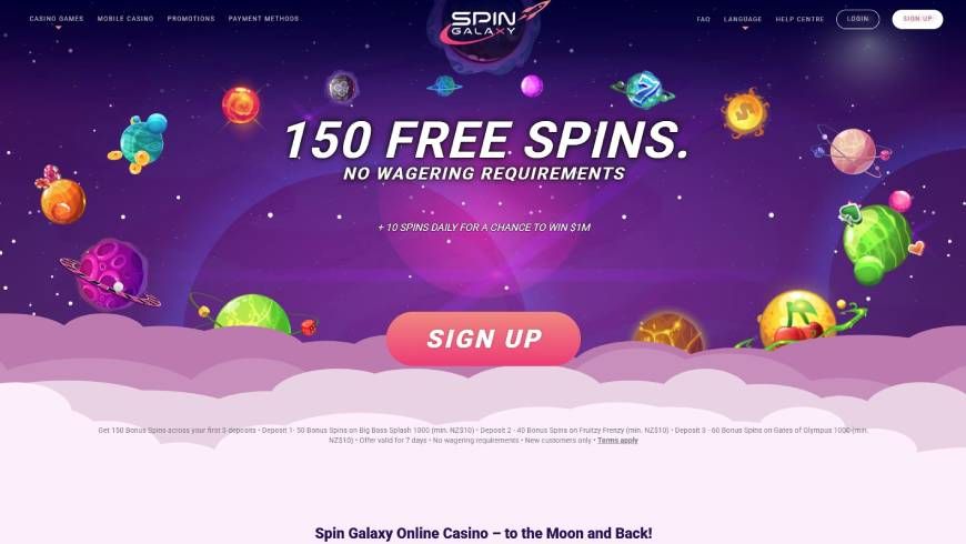 Spin Galaxy Casino Home Page