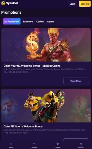 SpinBet Casino Bonuses Mobile