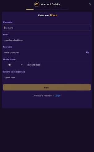 SpinBet Casino Register Mobile