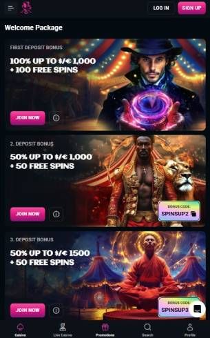 SpinsUp Casino Bonuses Mobile
