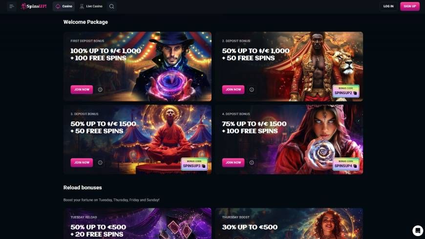 SpinsUp Casino Bonuses