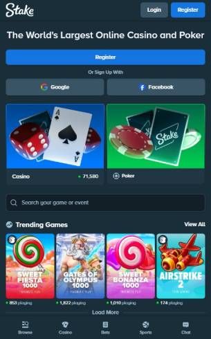 Stake Casino Home Page Mobile