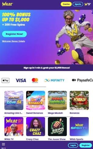 Wildz Casino Home Page Mobile