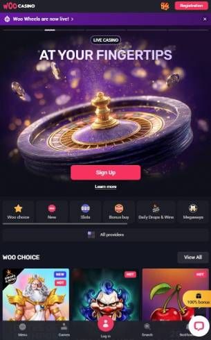 WooCasino Home Page Mobile
