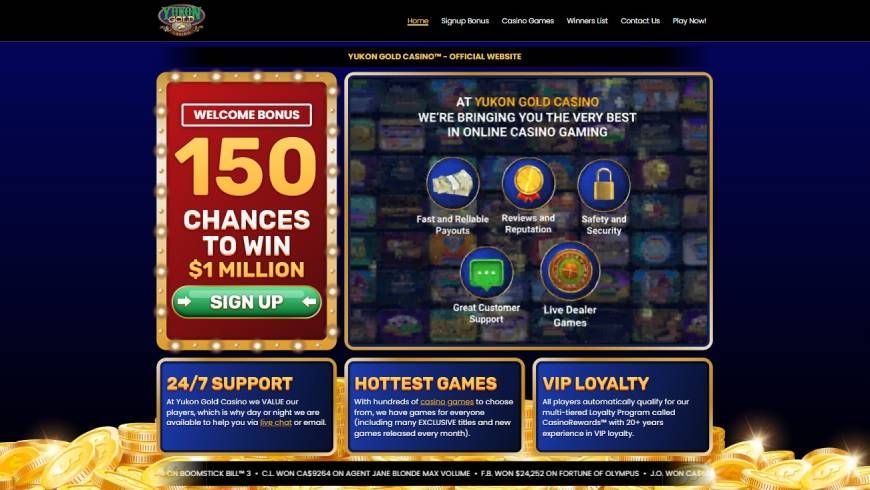 Yukon Gold Casino Home Page