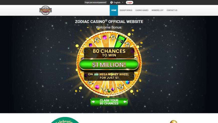 Zodiac Casino Home Page